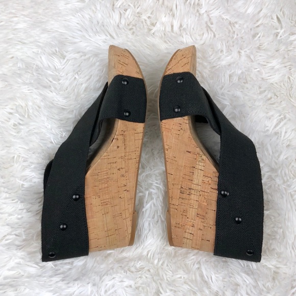 SOLD | Lucky Brand | Black Platform Cork Wedges - Picture 5 of 8